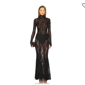 Norma Kamali Long Sleeve Fishtail Gown in Black Small NWOT